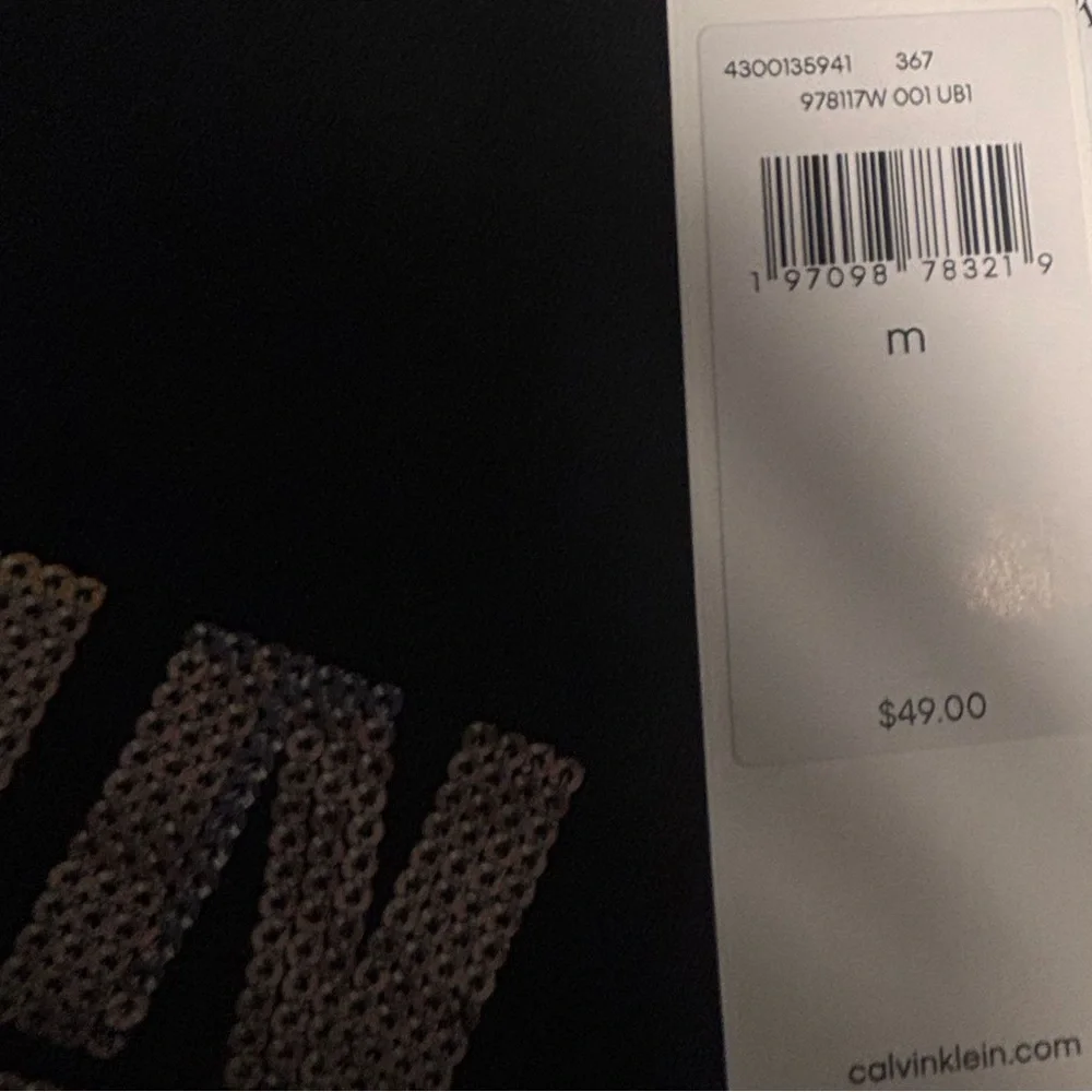 NWT Calvin Klein Black Tee with Silver Logo Print - Picture 8 of 8